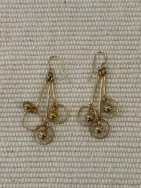 Delicate Gold Drop Circle Cluster Earrings - Women Jewelry